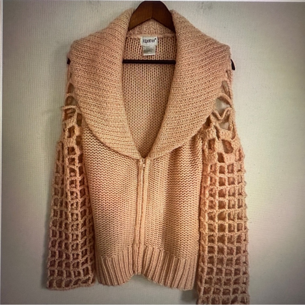 Together Chunky Knit Large Collar Sweater Cardigan Pink Womens Size 4 (XS 2-4)